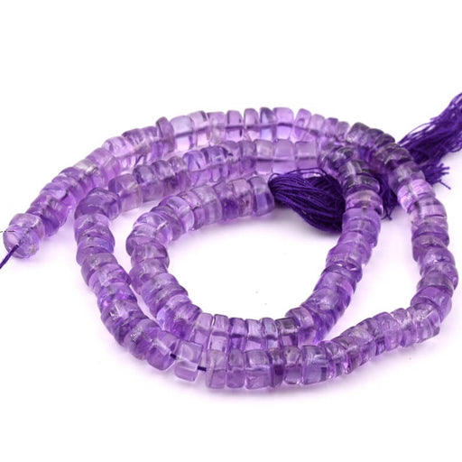 Buy Light amethyst heishi tube bead 7-9x2.5-4.5mm - Hole: 0.5mm (1 strand - 32cm)