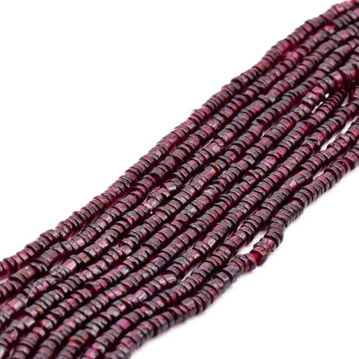 Garnet heishi bead 4x1.5-3mm - Hole: 0.5mm (1 strand - 32cm)