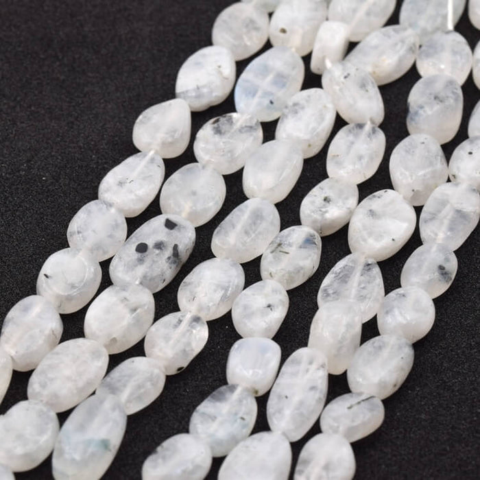 Oval Flat Moonstone Beads 12-17x9-10mm - Hole: 0.5mm (1 strand - 33cm)