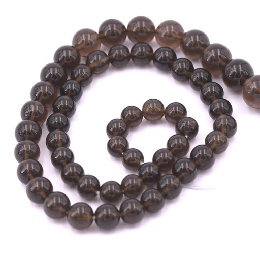 Smoky Quartz round bead 6-8mm gradient - hole 0.6mm (1 Strand-33cm)