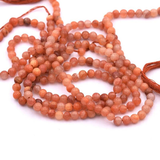 Buy Round bead Orange Agate 3.5-4.5mm - hole 0.6mm (1 Strand-33cm)