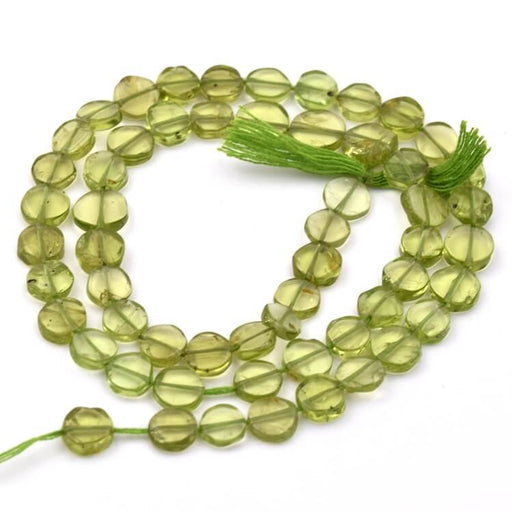 Buy Peridot flat round bead 5-7mm - Hole: 0.5mm (1 Strand - 34cm)