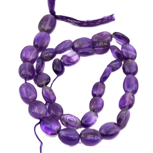Buy Amethyst flat oval bead 10-13x6-11mm - Hole: 0.5mm (1 Wire-32cm)