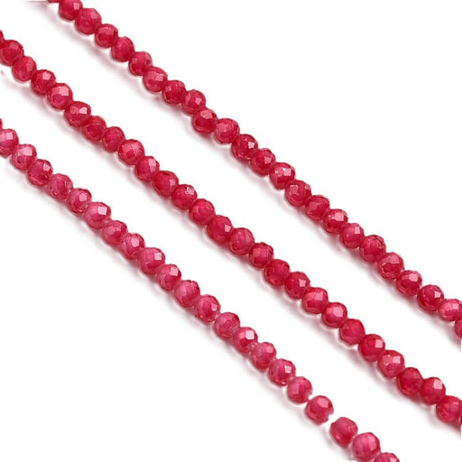 Faceted round pink zircon bead 2mm - Hole: 0.5mm (1 strand - 37cm)