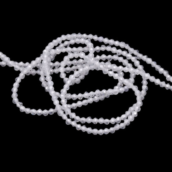 White zircon faceted round bead 2mm (1 strand-37cm)
