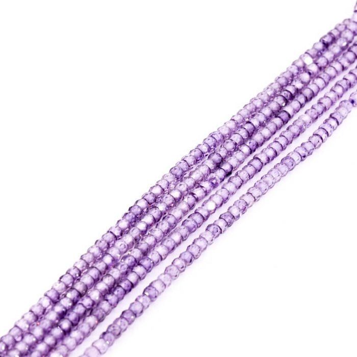 Faceted rondelle bead - lilac-purple cubic zirconia 3x2mm (1 strand - 37cm)