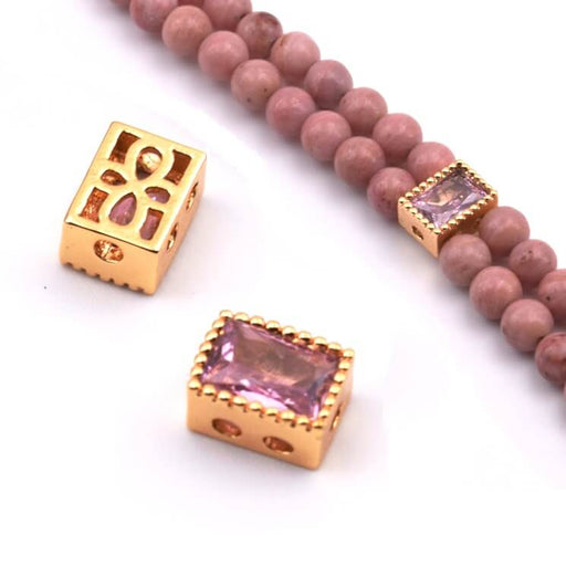 Buy Pink zircon rectangular connector bead 16x5mm - Hole: 0.5mm (1)