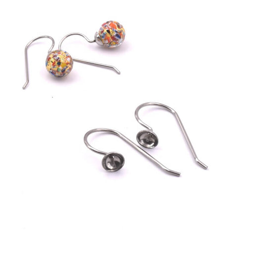 Hook earrings stainless steel for 4mm semi-pierced beads (2)