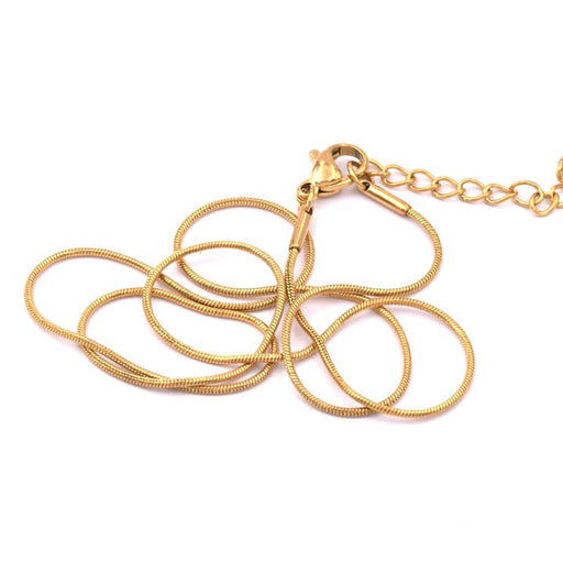 Round snake chain necklace gold stainless steel 40+5cm - 1mm (1)
