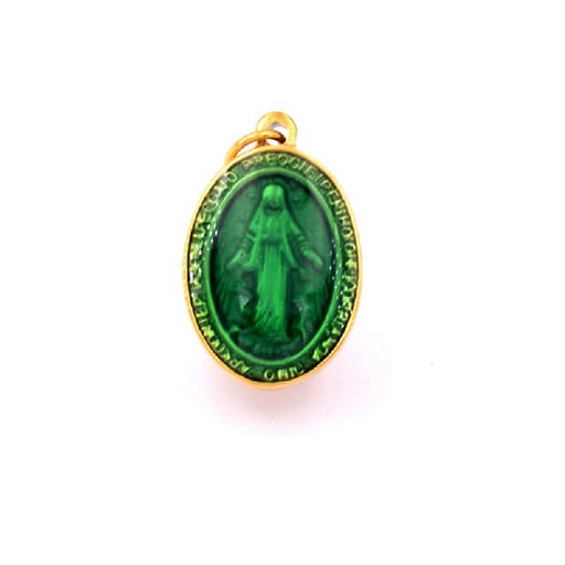 Medal with Virgin stainless steel with green enamel (1)
