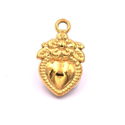 Heart pendant golden stainless steel - 21x13mm (1)