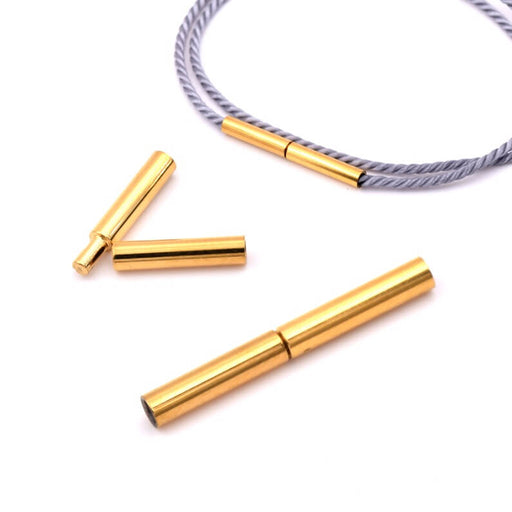 Tube Bayonet Clasp Golden Stainless Steel 21x2mm - Hole: 1.5mm (1)