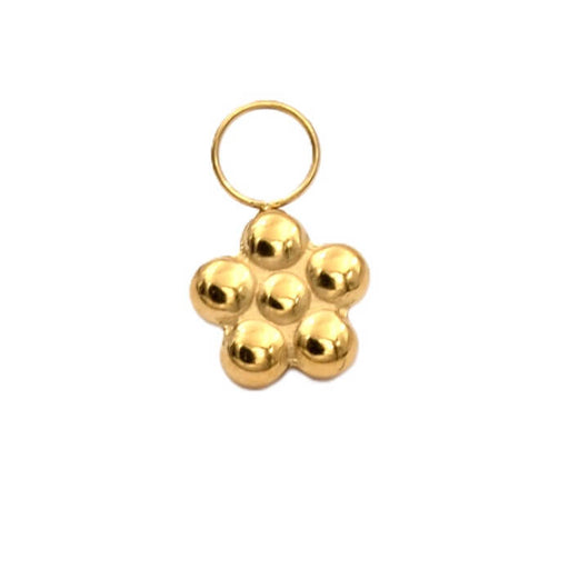 Flower charm pendant Golden stainless steel 7mm - Hole: 2.5mm (1)