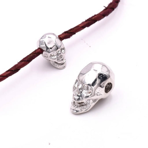 Skull bead faceted Platinum brass 8mm - hole 2mm horizontal (1)