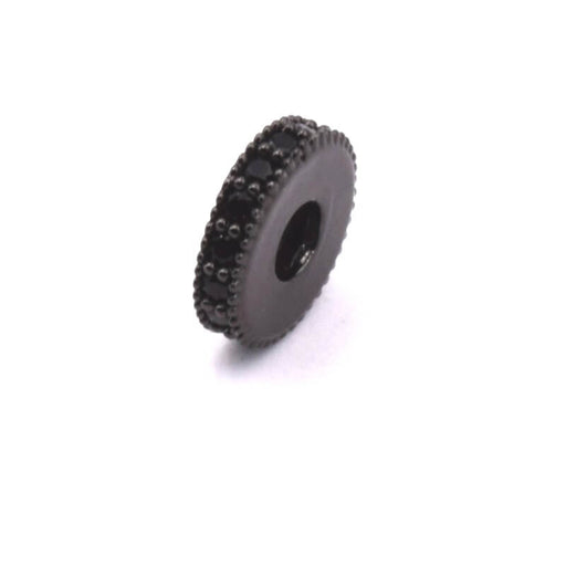 Heishi rondelle bead with black zircons - 8x2mm (1)