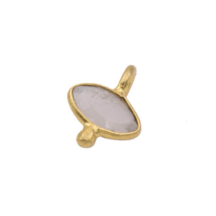 Oval Moonstone Eye Charm Pendant Set in Golden 925 Silver - 7x9mm (1)