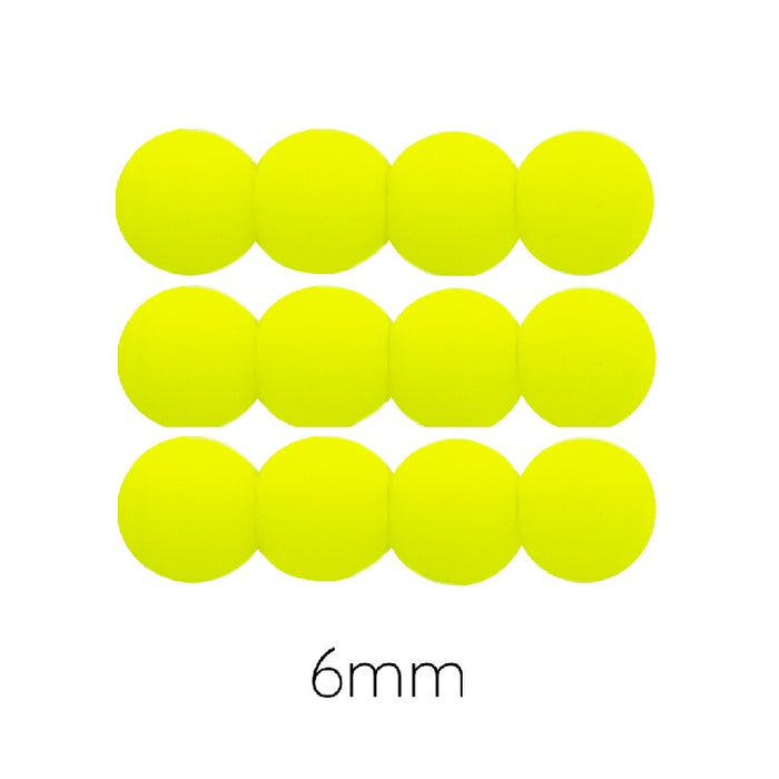 Czech Glass Round Beads fluo Neon yellow 6mm (50)