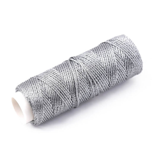 Braided Waxed Polyester Cord SILVER 0.8mm - 40m (1)