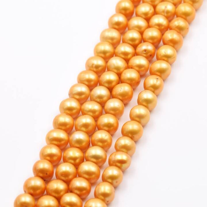 Round Potato Freshwater Pearl - Mocha Gold-Plated Copper - 5mm (1 strand-40cm)