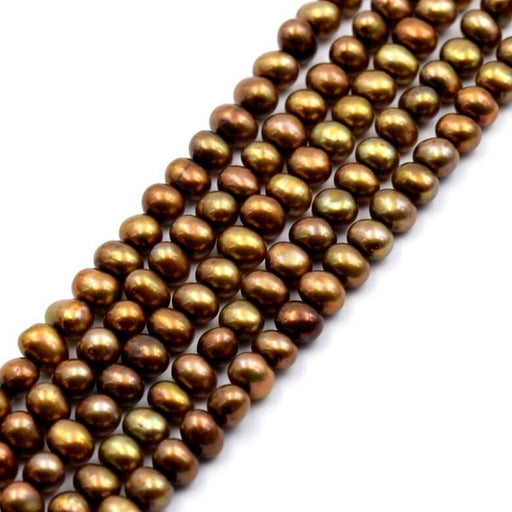Buy Freshwater pearls bronze green potato - 4.5-5mm (1 strand)