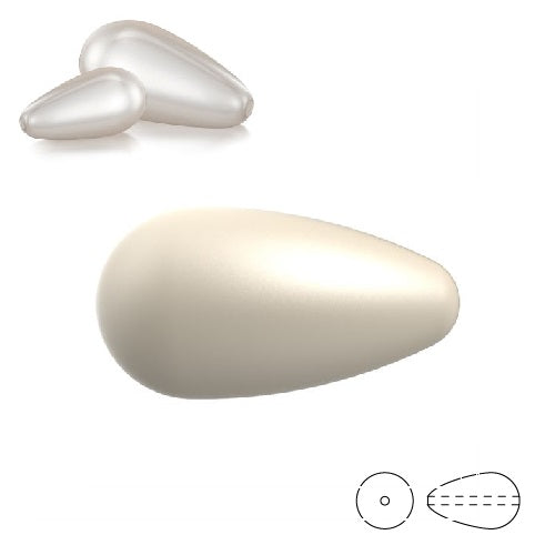 Pearshape Preciosa Cream pear pearl beads 15x8mm (3)