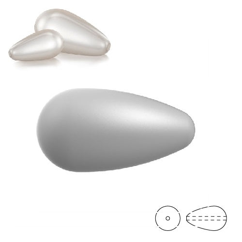Pearshape Preciosa Light Gray pear pearl beads 15x8mm (3)
