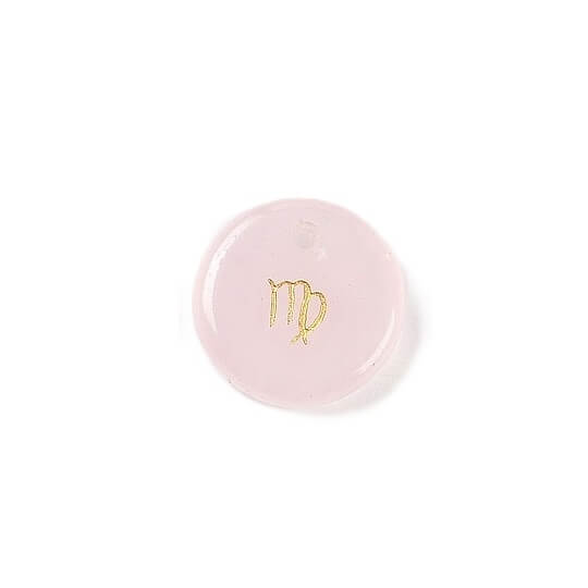 Rose quartz pendant 12mm Virgo astrological sign - Hole: 1mm (1)
