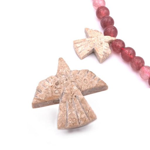 Beige Stone Eagle Bird Pendant 27x26mm - Hole: 0.8mm (1)