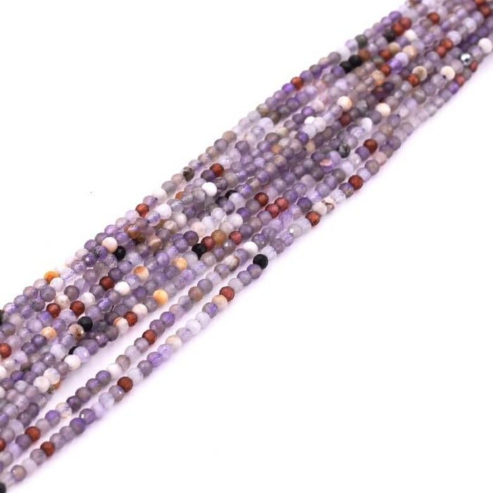 Faceted beads amethyst garnet mix 2mm - Hole 0.6mm (1 strand-38cm)