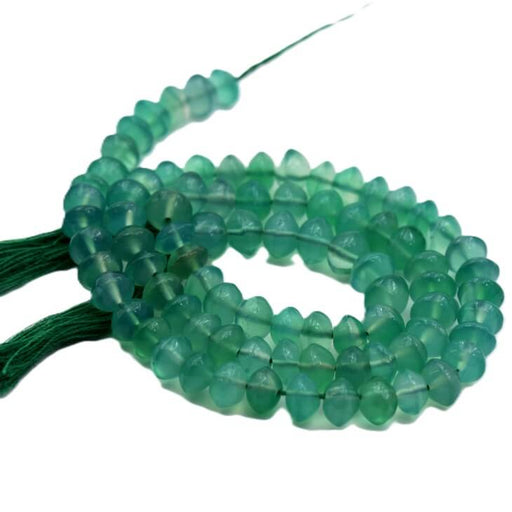 Green Onyx Bicone Button Beads 5-6x4-5mm - Hole: 0.5mm (1 Strand - 32cm)