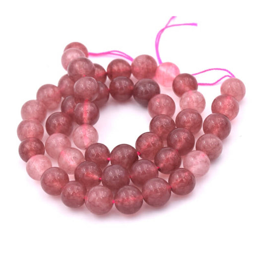 Strawberry quartz round beads 8mm - hole: 1mm (1 strand 38cm)