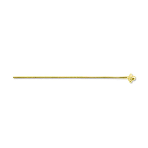 Headpins metal color gold plated with ball and flower 50mm (6)