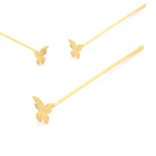 Buy Head Pin Butterfly Flat Golden Brass 41mm (2)