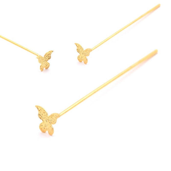 Head Pin Butterfly Flat Golden Brass 41mm (2)