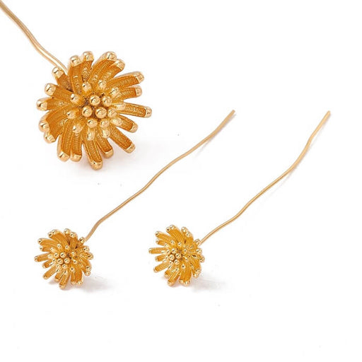 Head pin Immortelle Flower Golden Brass 54mm (2)