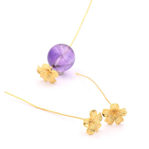 Buy Head Pin Hibiscus Flower Golden Brass- 48mm (2)