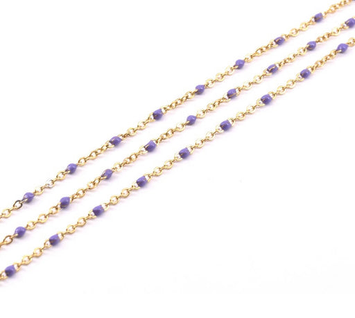 Buy Stainless Steel Fine Chain golden with Purple Lilac Enamel 1.5x0.5mm (50cm)