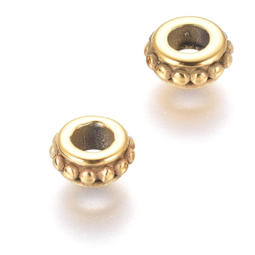 Buy Heishi Bead Stainless Steel Gold 6.5x3mm - hole: 3mm (2)