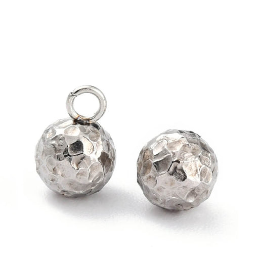 Buy Round Pendants Ball Stainless Steel Hammered 6mm (2)