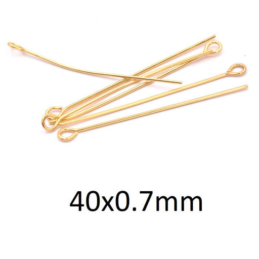Eyes Pins Stainless Steel Gold 40x0.7mm (10)