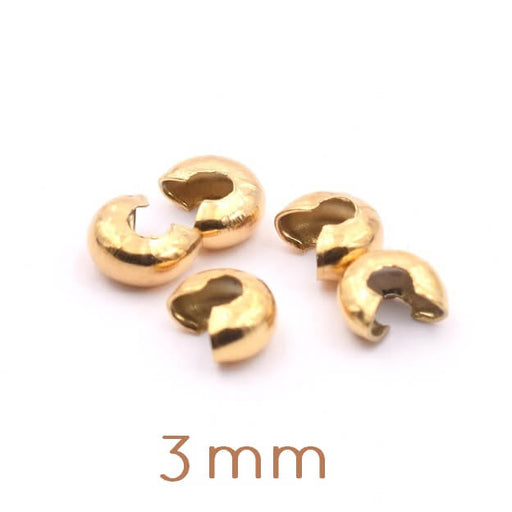 Crimp Bead Cover Golden Stainless Steel 3x2,5mm (5)