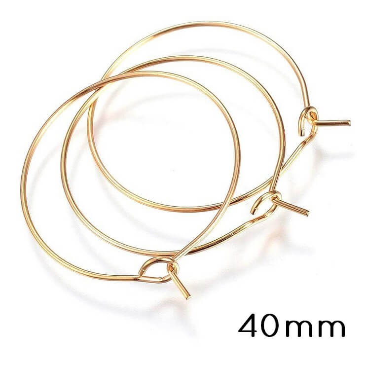 Stainless Steel Hoop Earring Findings-Golden- (4)