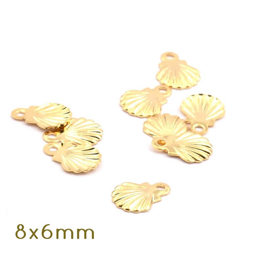 Pendants Charms Scallop Shell Stainless Steel Gold 8x6mm (10)