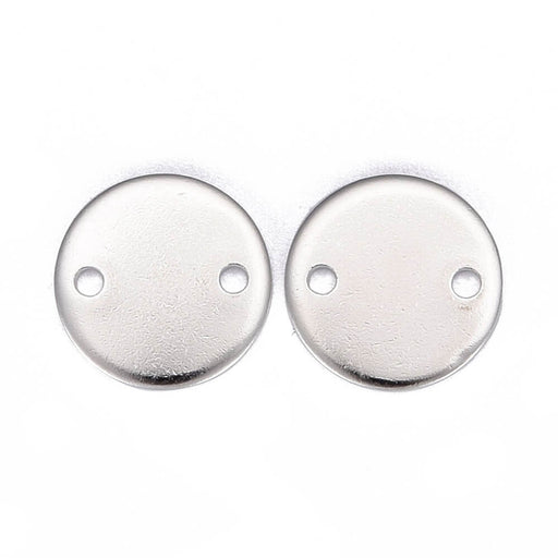 Round Connectors medal Stainless Steel Silver - 10mm (2)