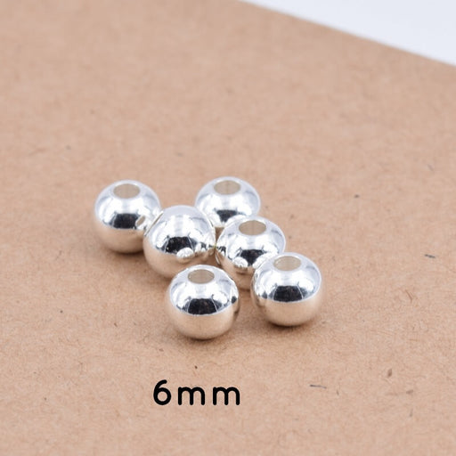 Round Beads Silver Stainless Steel - 6x5mm - Hole: 2mm (10)