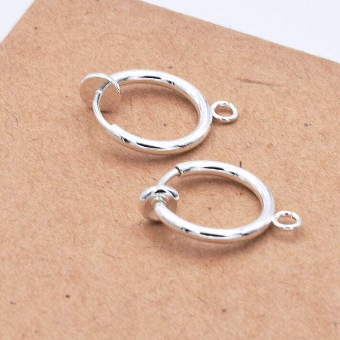Clip-on Earrings Hoop Stainless Steel Silver with Ring Silver 13mm (2)