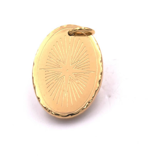 Pendant Oval Medal Sun Stainless Steel Golden 18x13mm (1)