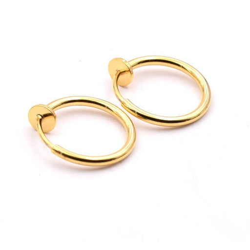 Stainless Steel GOLD earring Clip-on Hoop 15mm (2)