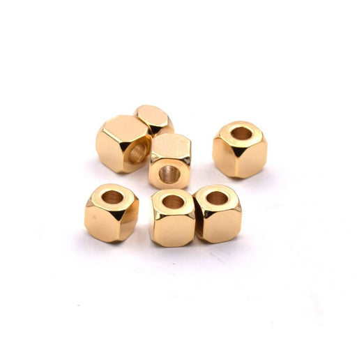 Buy Cube Beads Stainless Steel Gold 4x4x4mm (5)