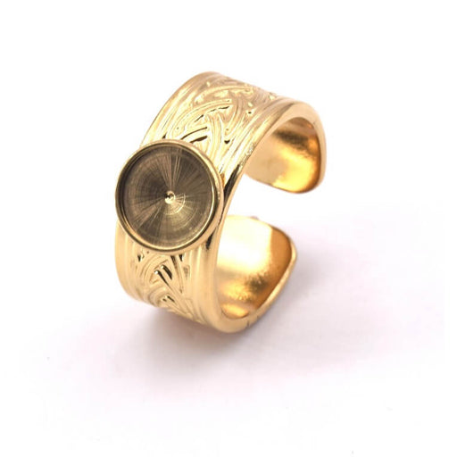 Ring For Cabochon 8mm Golden Stainless Steel - adjustable (1)
